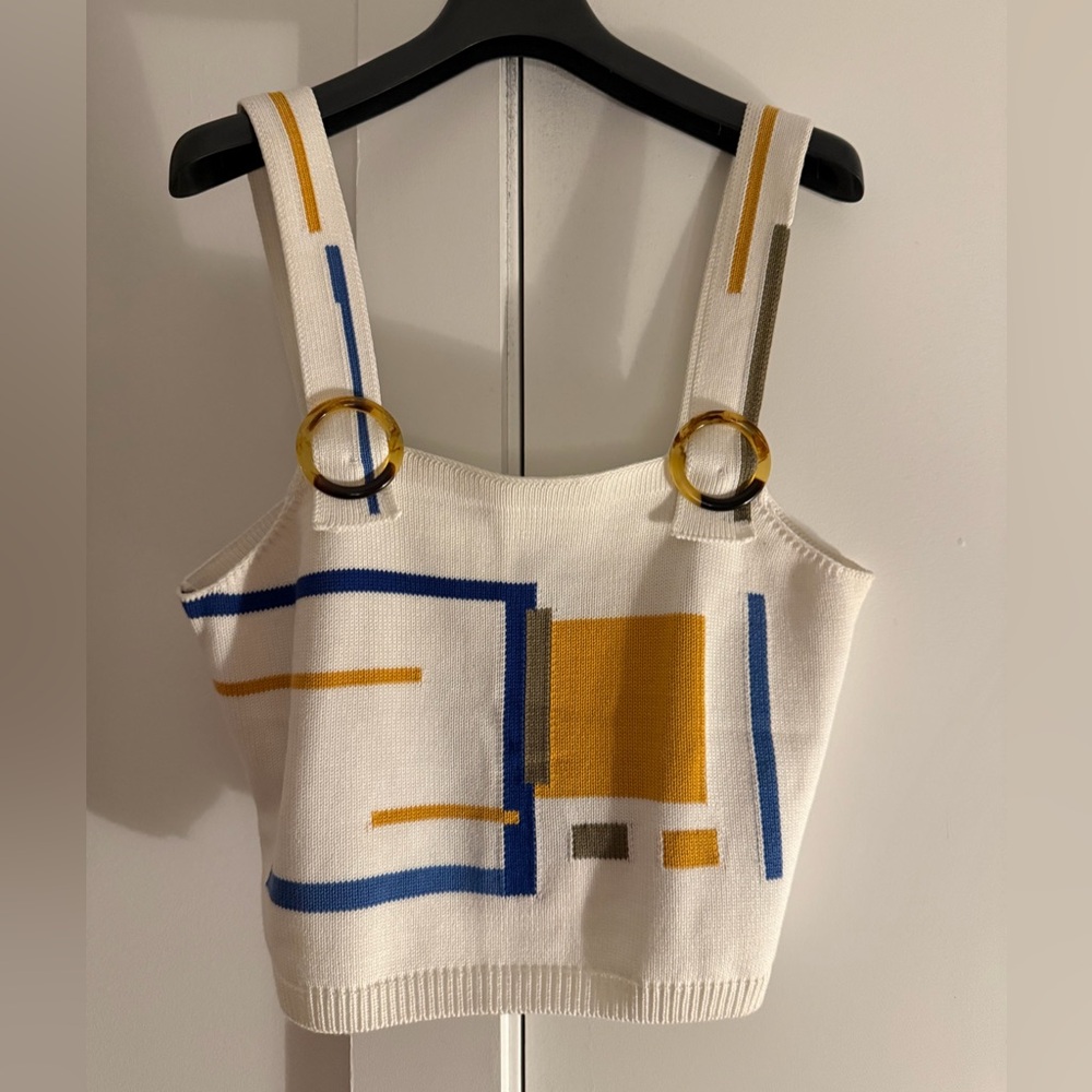 Geometric Patterned Knit Top with Ring Accents - from Yargici (Turkey)